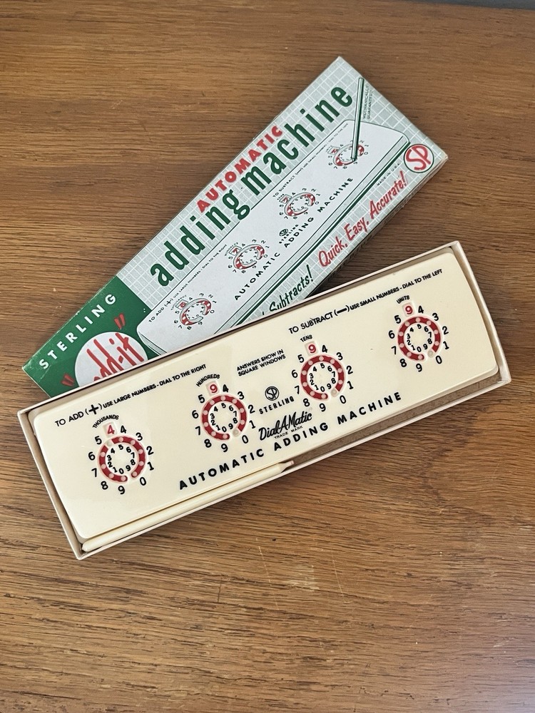 Vintage Sterling “Add-it” Automatic Adding Machine w/ Stylus & Original Box MCM