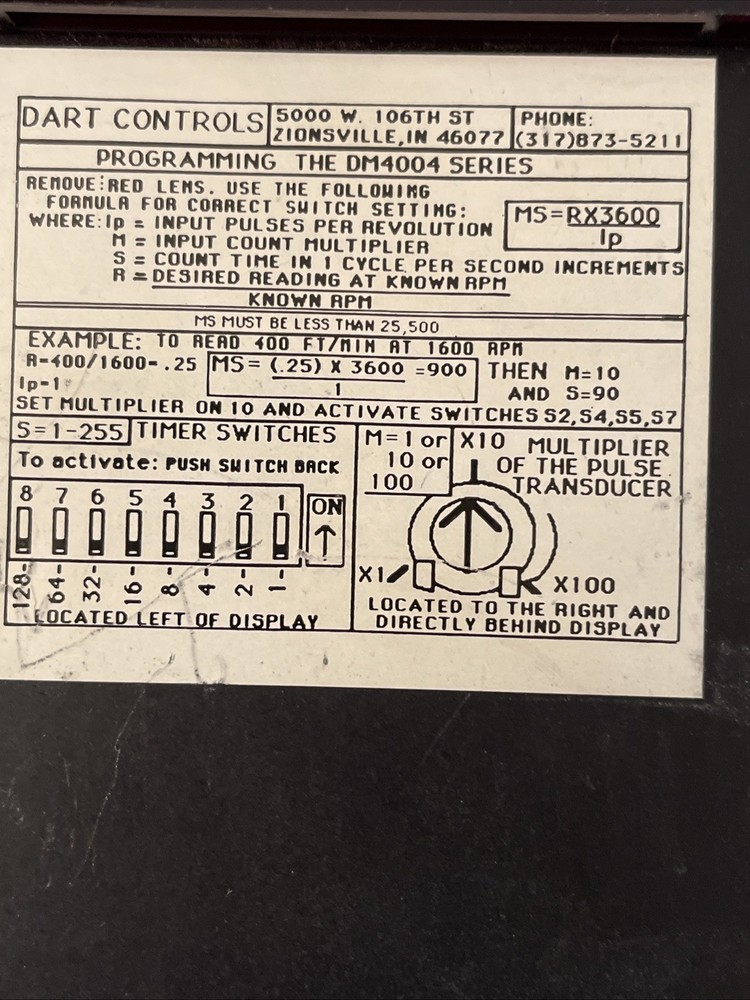 Dart Controls Programmable Tachometer , DM 4004