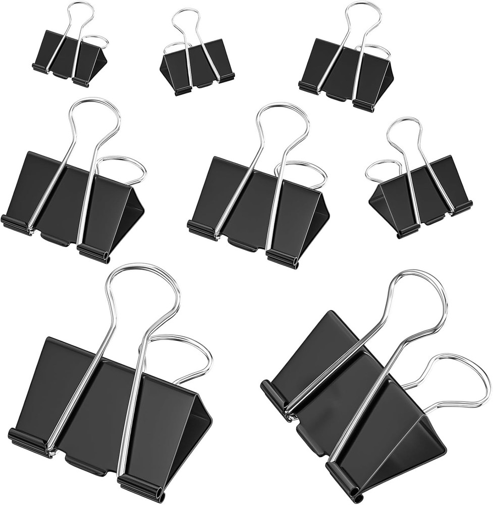 200 Count Colored Binder Clips Assorted Sizes, 4 Sizes Large, Medium, Small,