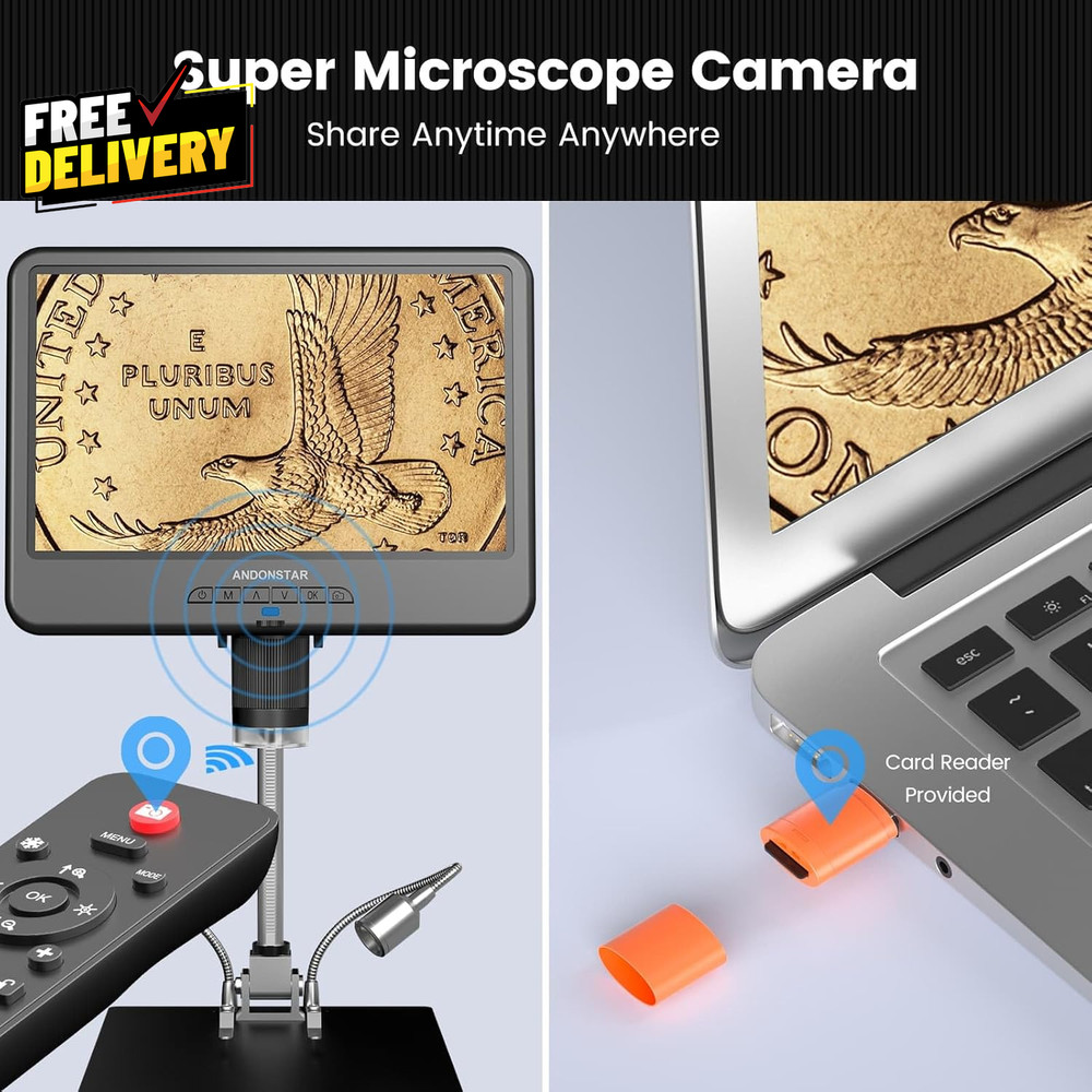 AD210 10.1 Inch LCD Digital Microscope for Adults Soldering Microscope for......