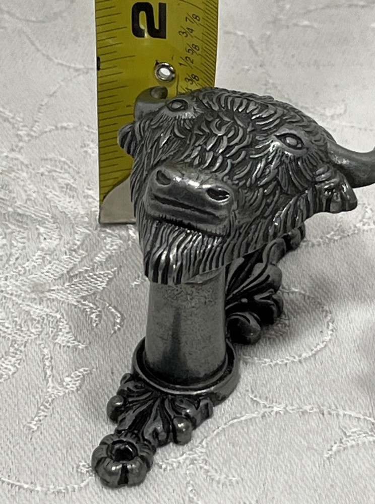 2 Buffalo Bison Wall Hook Keys Coats Single Hook Drawer Pull Pewter Ranch Spain