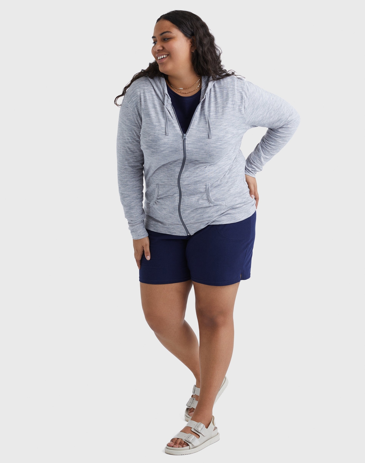 Just My Size Hoodie Women Full-Zip SlubCotton Lightweight Jersey Packets 1XL-5XL