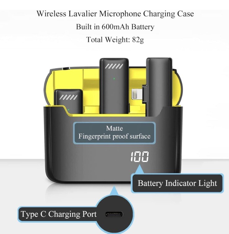 WIRELESS DUAL LAVALIER MICROPHONE AUDIO VIDEO RECORDING FOR IPHONE EUC