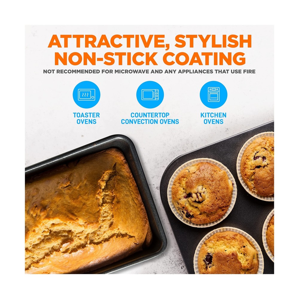 8-Piece Nonstick Stackable Bakeware Set - PFOA, PFOS, PTFE Free Baking Tray S...