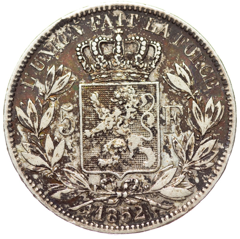 Belgium - 5 Francs 1852 - Leopold I, Silver
