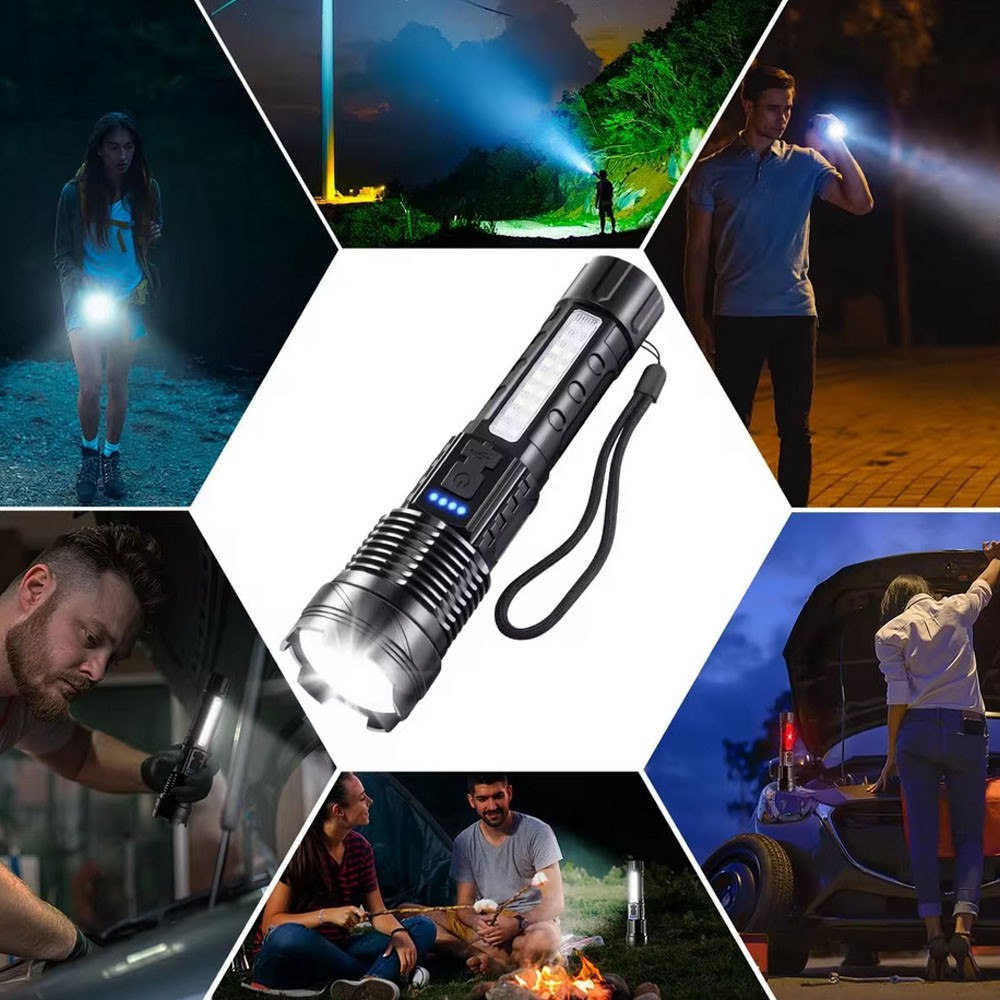 99000000LM Super Bright LED COB Tactical Flashlight USB Rechargeable Work Light