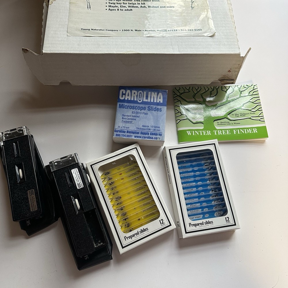 Vintage 70s Twig Identification Kit Tree Microscope Slides Nature