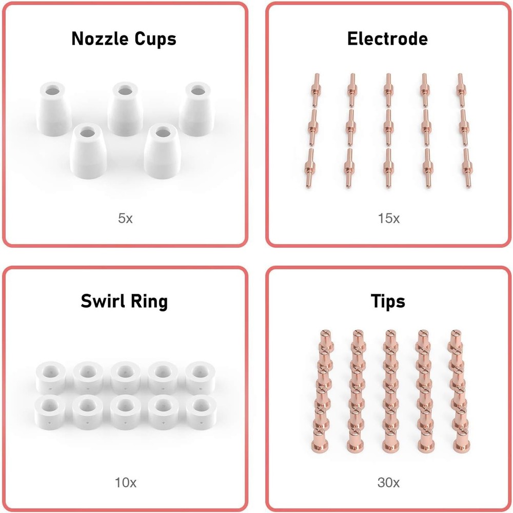Durable 60 Pcs Plasma Cutting Consumables - Optimal for Professional Use