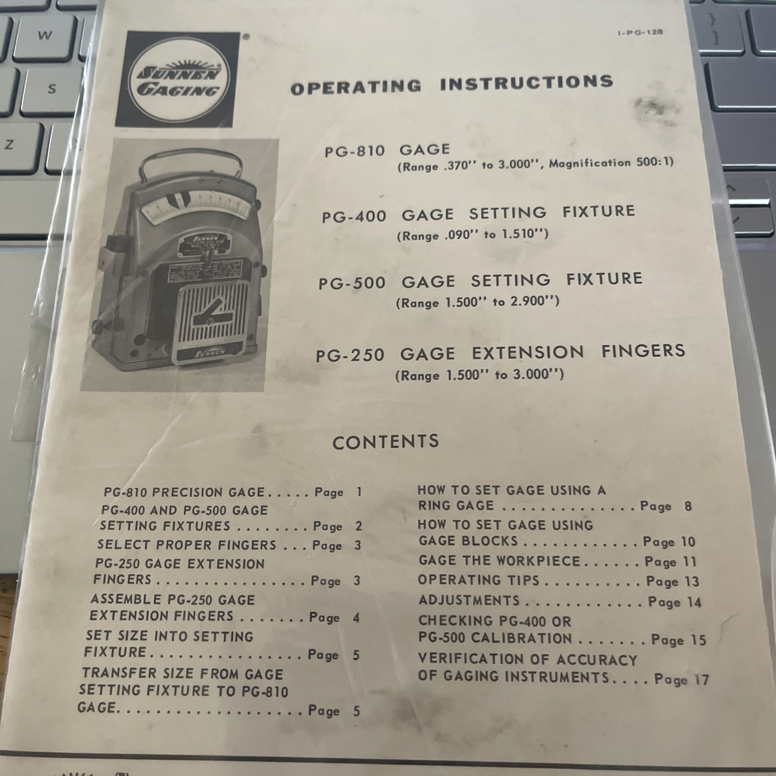 Sunnen  Gaging Operating instructions