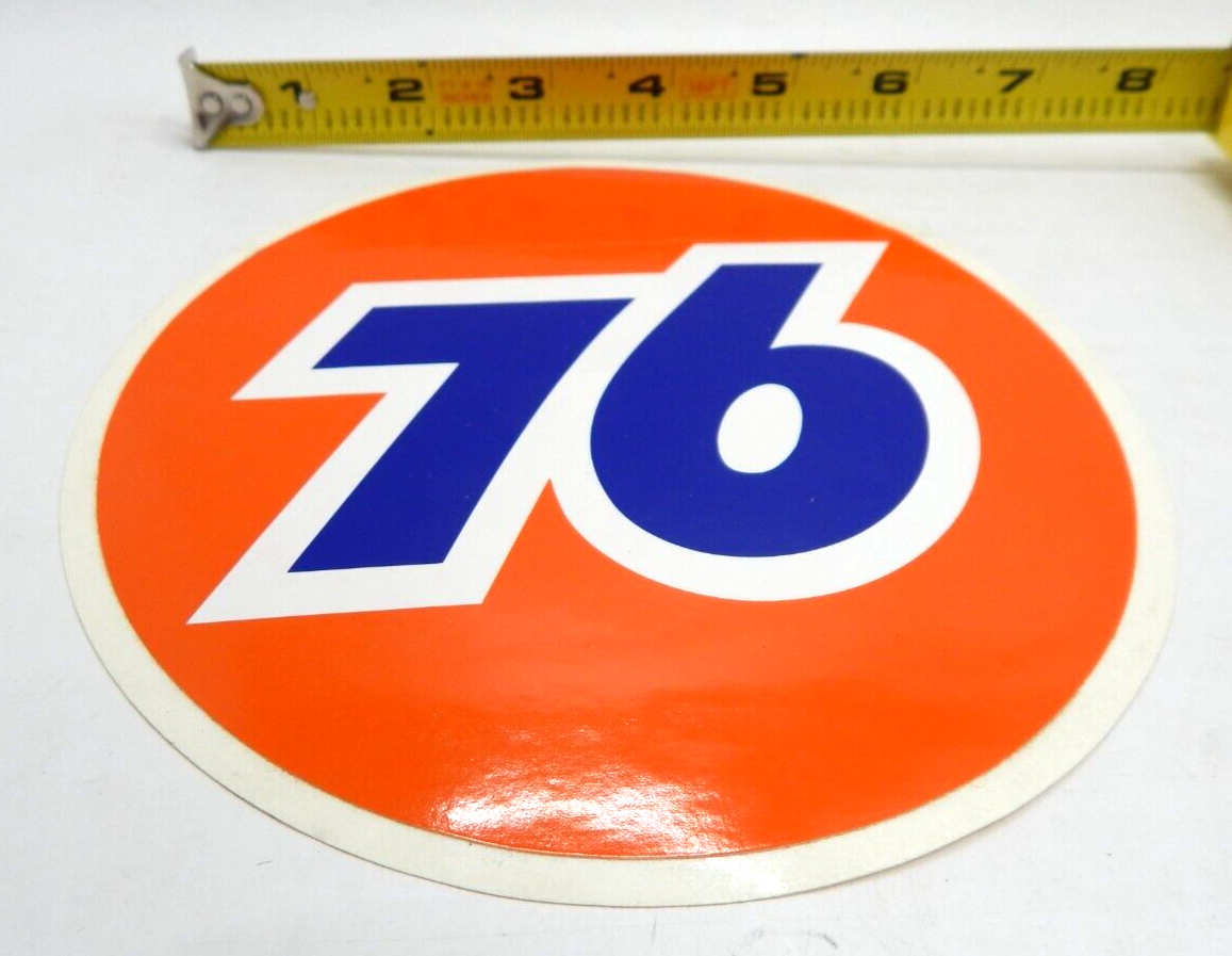 Vintage 70's Large Orange Ball Union 76 Decal Racing Sticker 6-1/4" Diameter