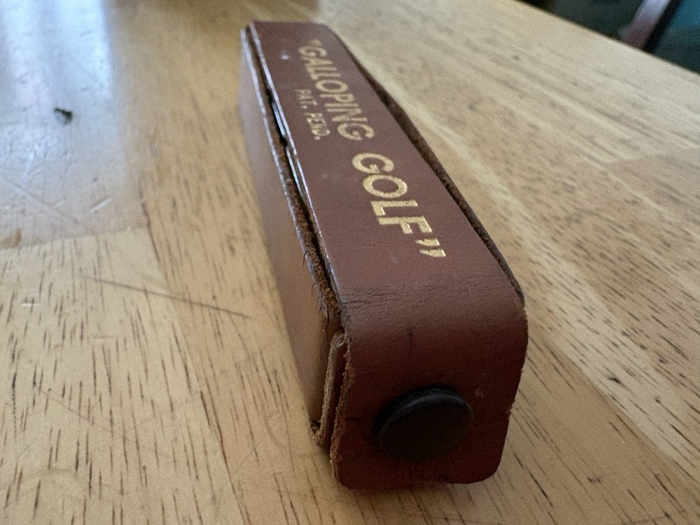 Vtg Galloping Golf Bakelite Dice Game Leather Case