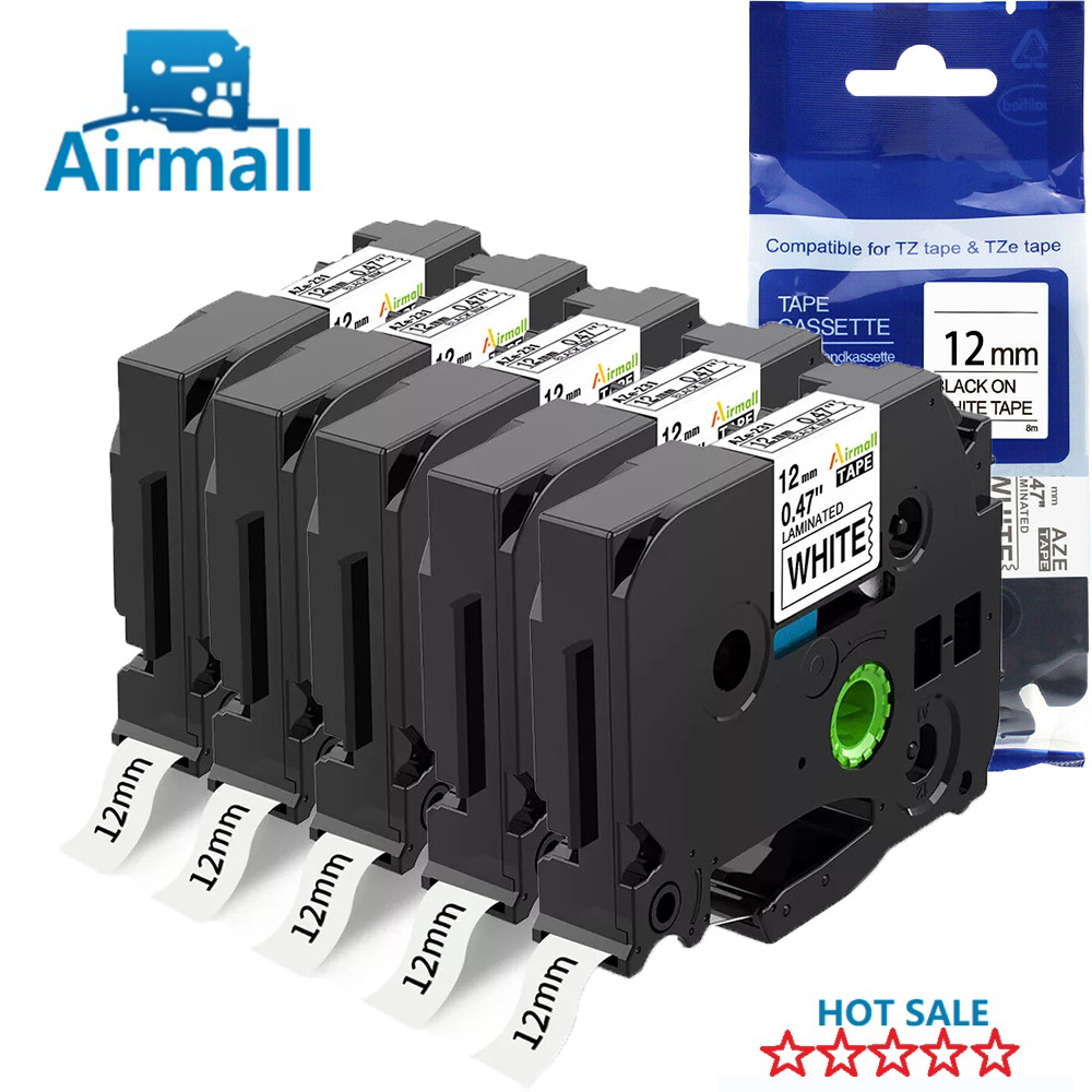 5PK 12mm Label Tape For Brother P-Touch Cube H110 TZ-231 TZe-231 Black on White