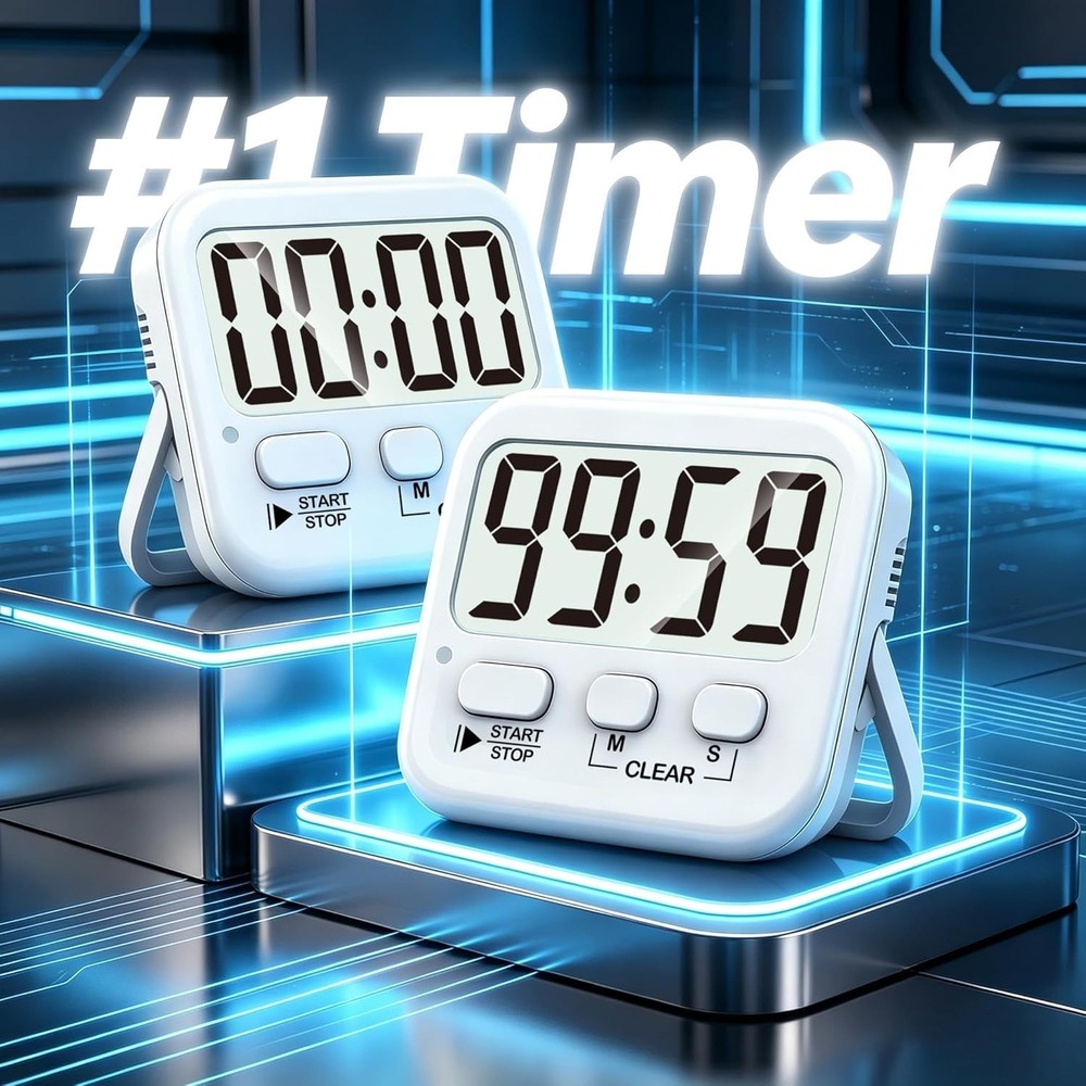 Versatile 2 Pack Countdown Timer for Classroom and Cooking - Batteries Included