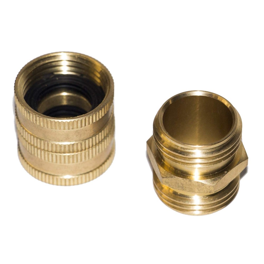 Hourleey Garden Hose Adapter, 3/4 Inch Solid Brass 4 Pack, Gold
