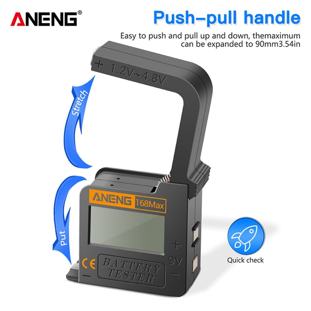 168Max Digital Battery Tester Detector Capacity Volt Checker for AAA AA 9V