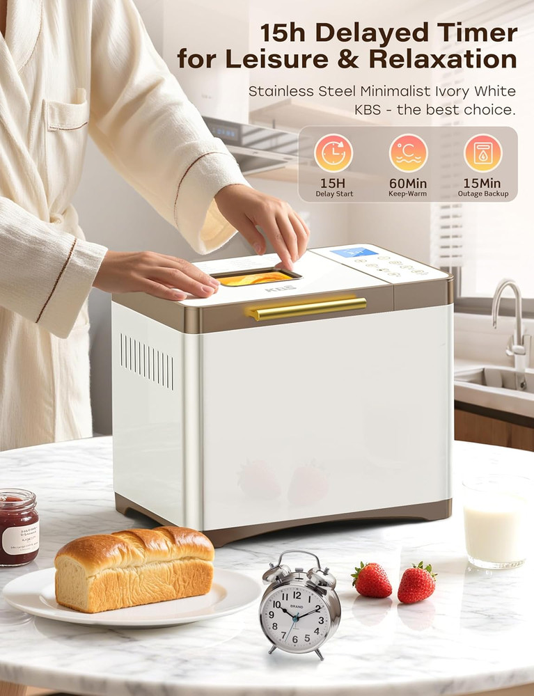20-IN-1 Bread Maker with Custom Program, 650W Bread Machine with Nonstick Cerami