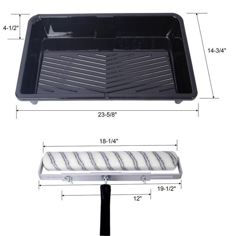 Reusable 5PC 18 Inch Paint Roller Kit 3 Washable Rollers w/Adjustable Frame