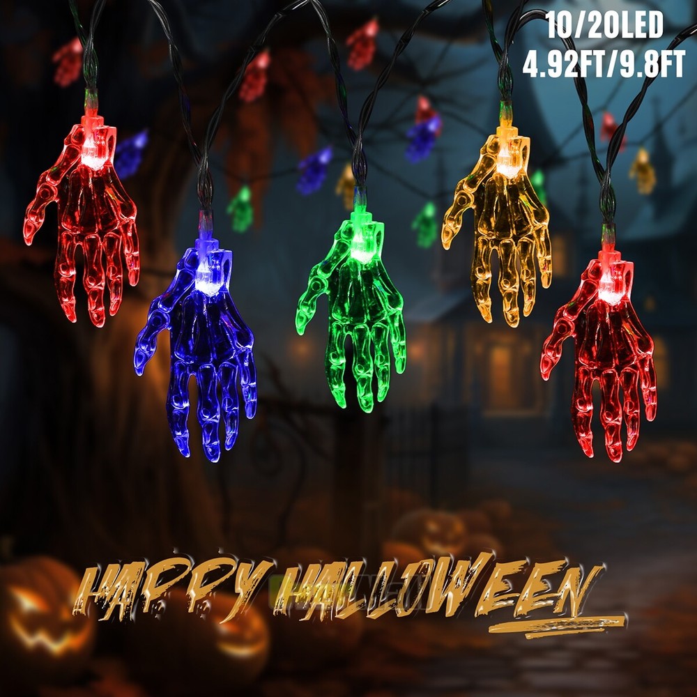 Waterproof LED String Lights: Skeleton & Ghost Battery-Powered Party Decor Lamp