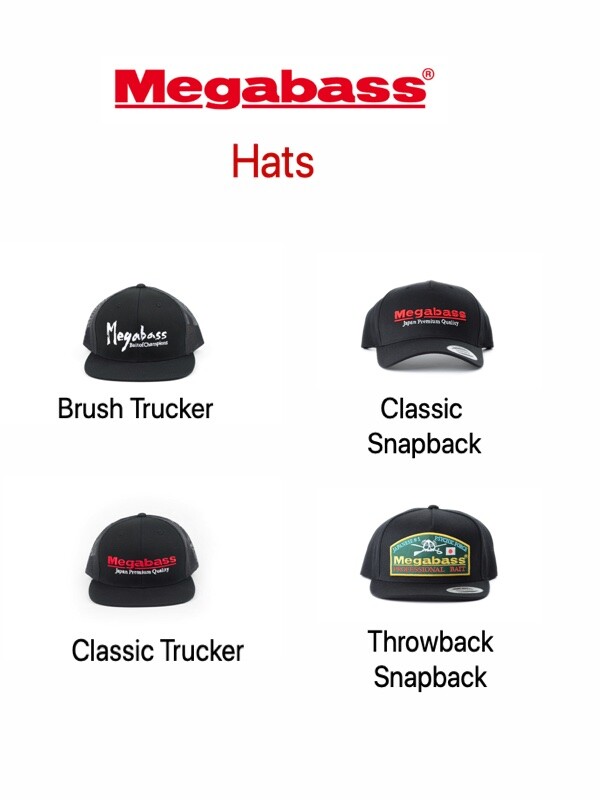 Megabass Snapback & Trucker Fishing Hats / Caps - Choose Style