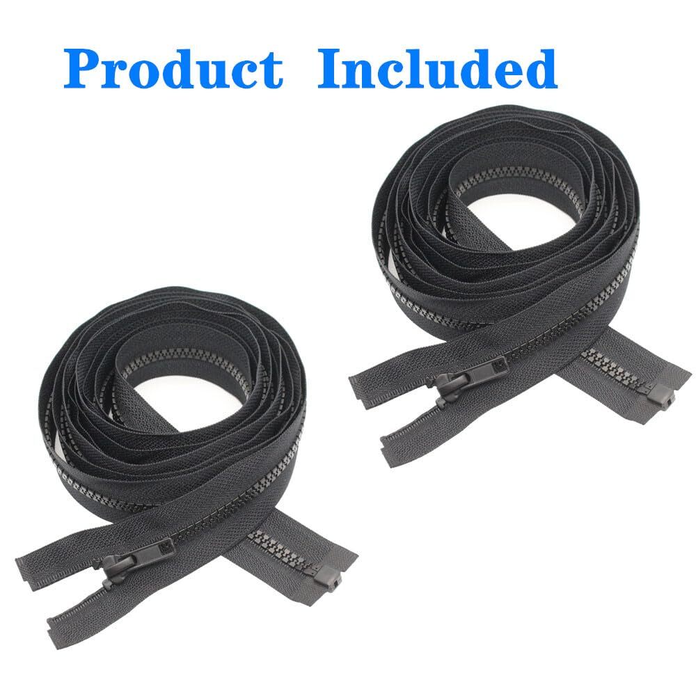 2PCS #5 15 Inch Black Separating Jacket Zippers Molded Plastic Bulk Sewing
