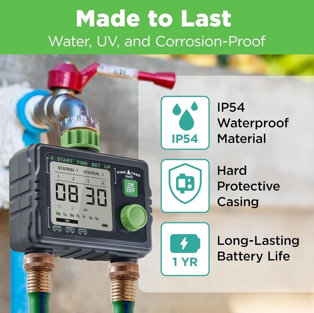 Pine Tree Tools Hose Timer - Programmable Water Timer for Garden Hose