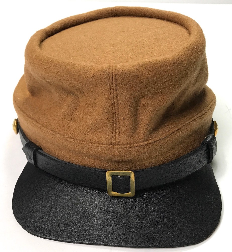 CIVIL WAR CSA CONFEDERATE BUTTERNUT WOOL KEPI FORAGE CAP HAT-SMALL
