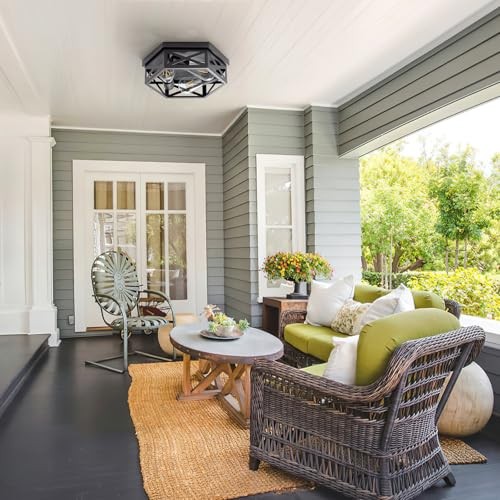 13 inch Flush Mount Ceiling Light Fixture,3-Light Hallway Light 2 pack Black