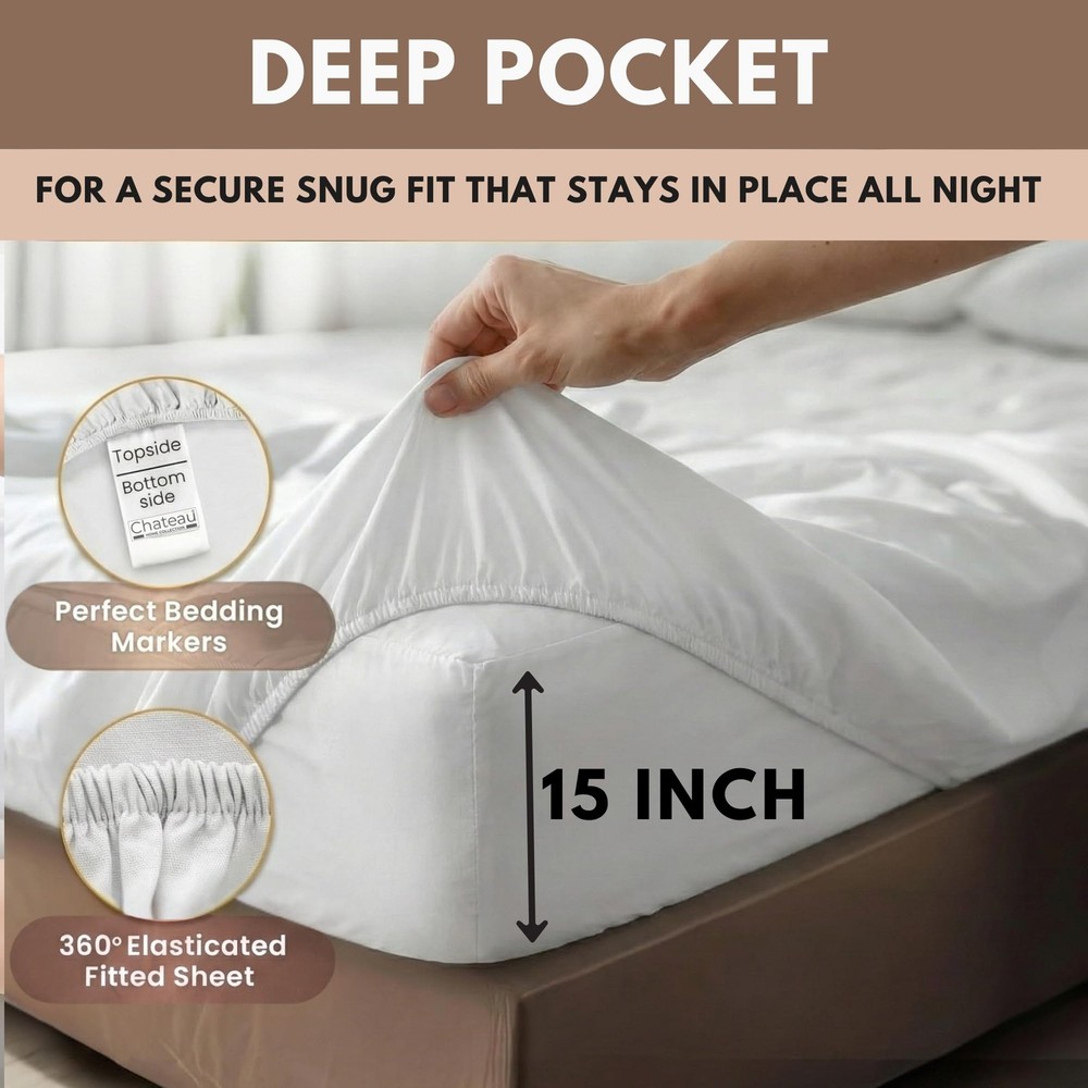 Egyptian Cotton Sheets Queen Size, 400 Thread Count Deep Pocket Bed Set – Sof...