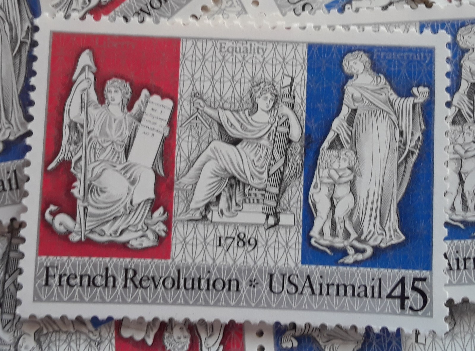 50 New/Usable Strips & Singles of 45¢ FRENCH REVOLUTION Bicentennial US Sc# C120