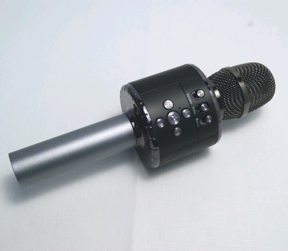 BONAOK Portable Bluetooth Karaoke Microphone – LED Lights – Black – Open Box