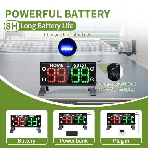 12" Large Electronic Scoreboard with Countdown Clock, Portable Digital