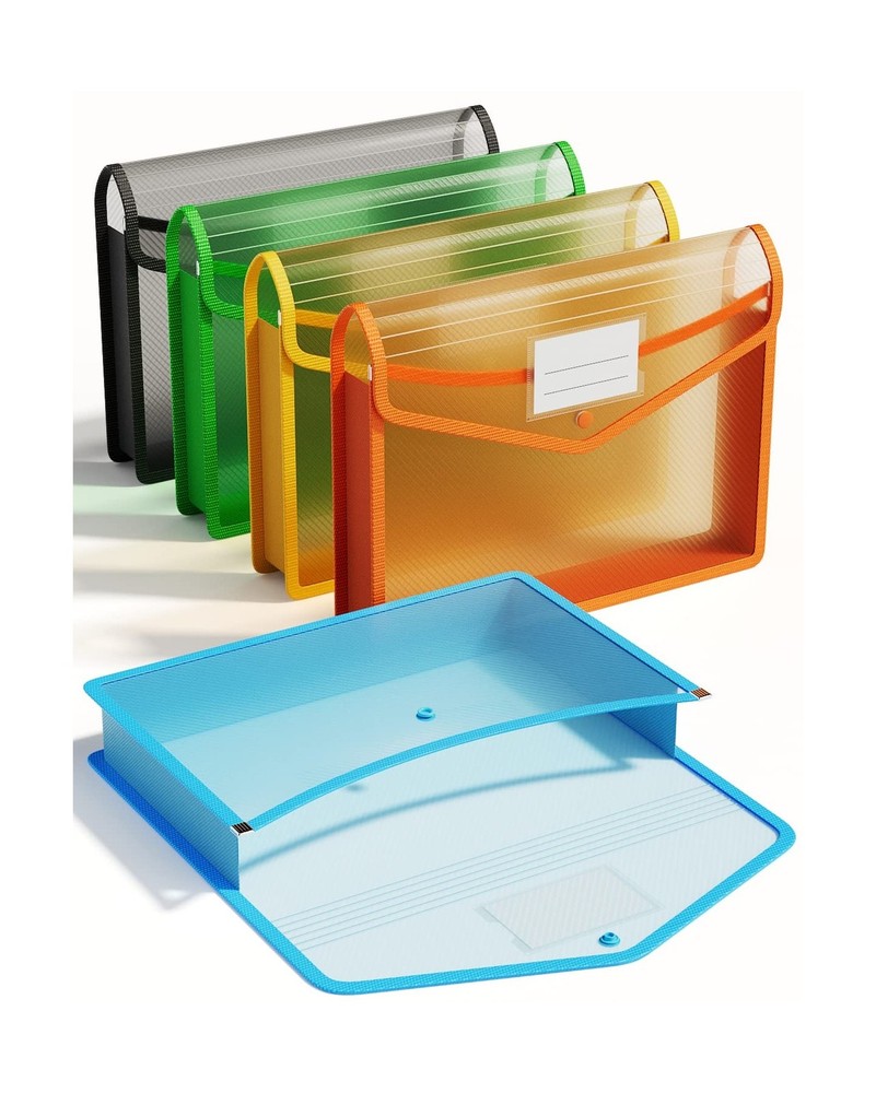 ThinkTex Plastic Expanding File Folder, Transparent Envelopes with Snap Closu...