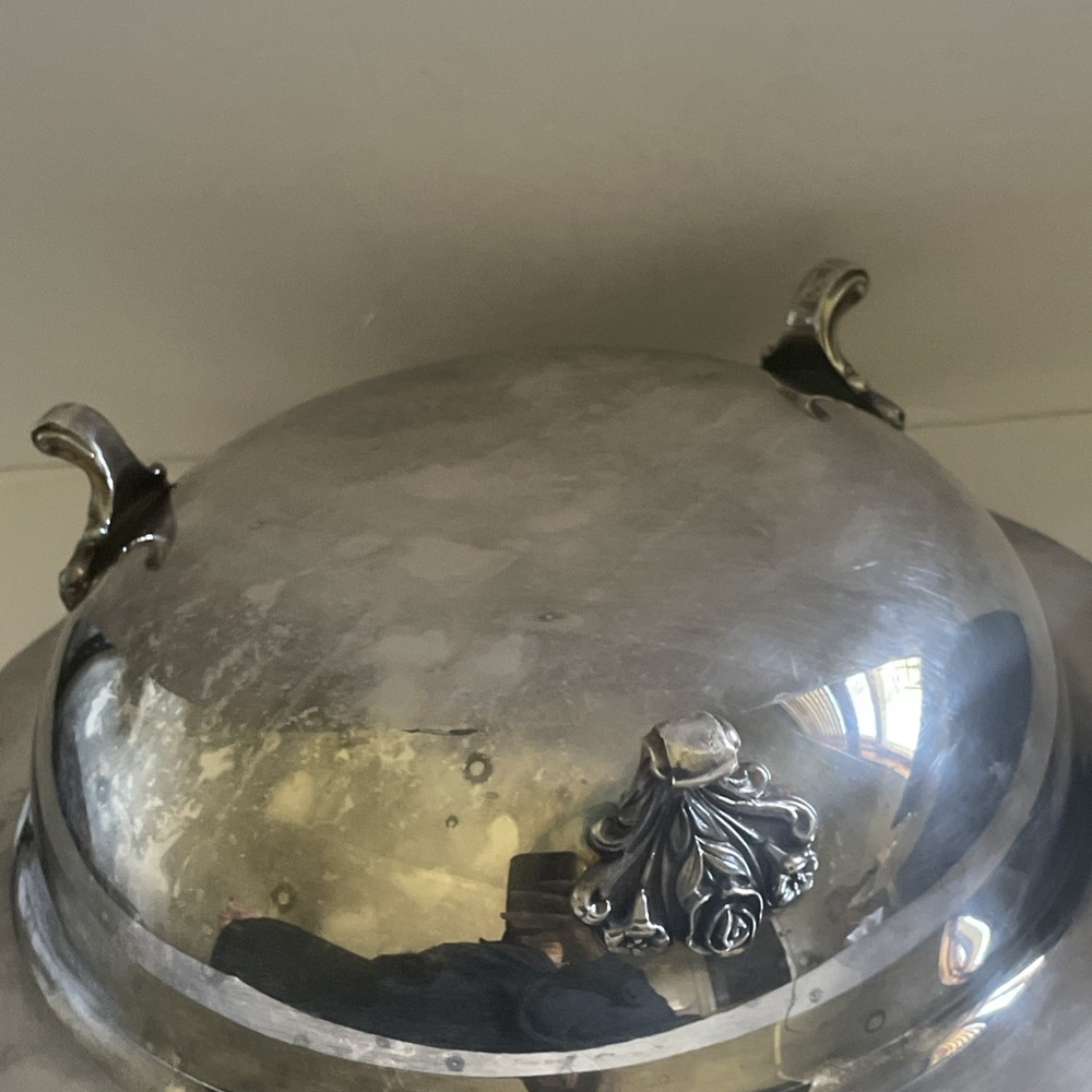 Vintage Webster Wilcox Silverplate Bowl Ornate Scroll Pattern 3 Footed 11”W