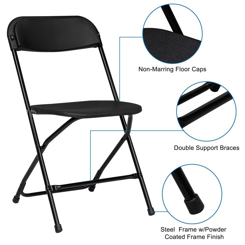 10x Plastic Folding Chairs Wedding Party Event Stackable Dining Chair Black
