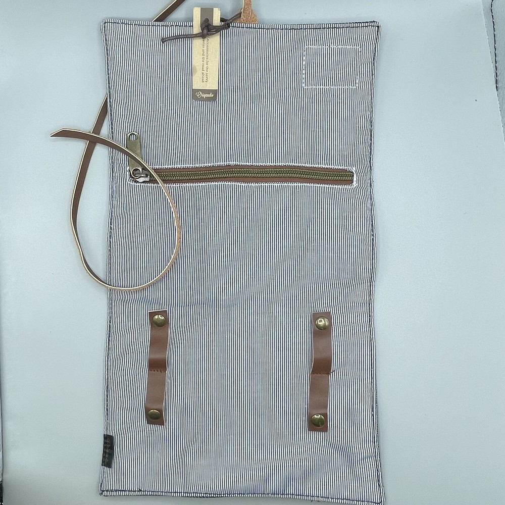 Origaudio Denim Collection Tech Organizer School Folder Flexible Brown Straps