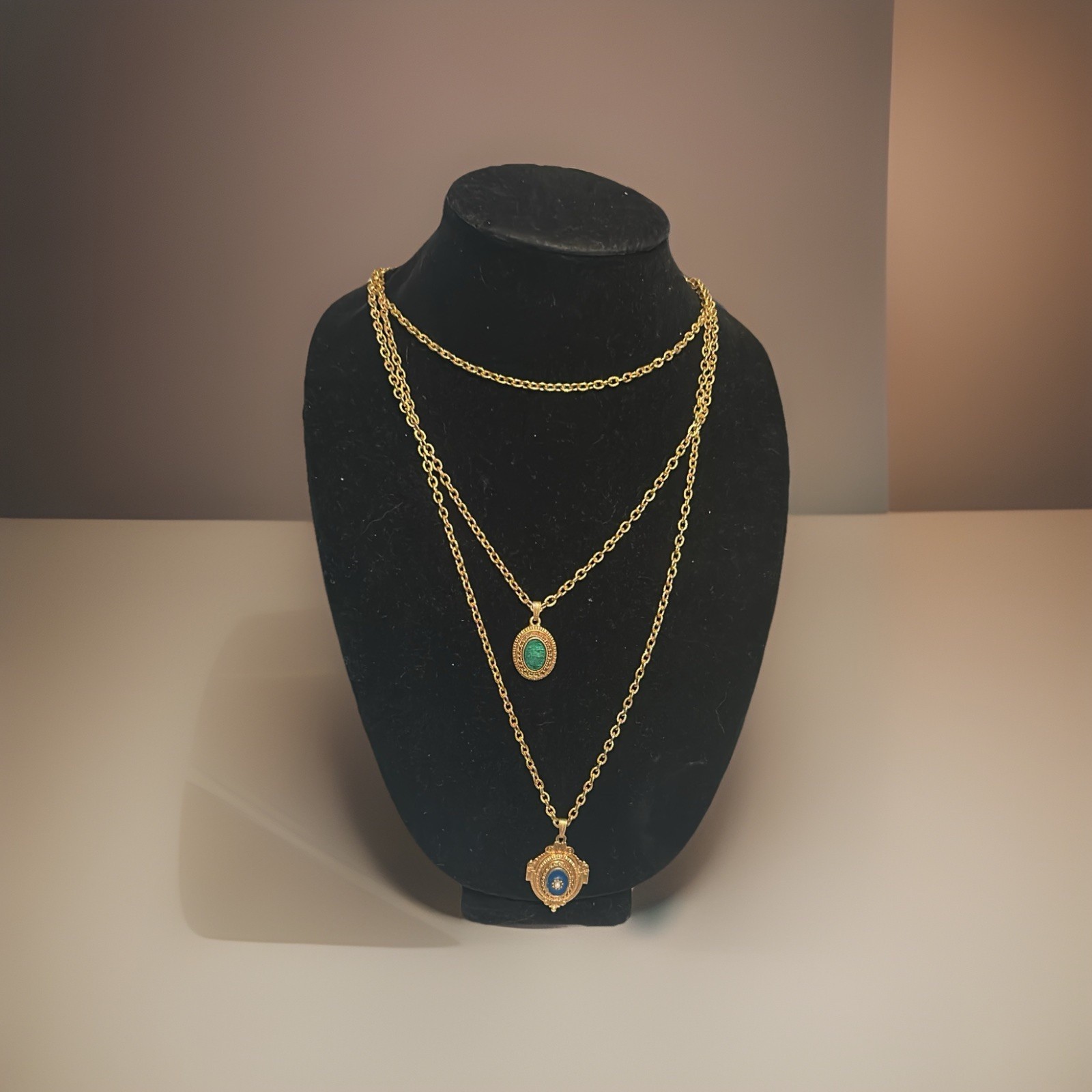 Vintage Florenza Revival Layered Necklace Signed