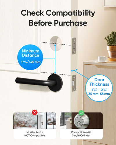 eufy Security Smart Lock C220, Fingerprint Keyless Entry Door Lock, Black