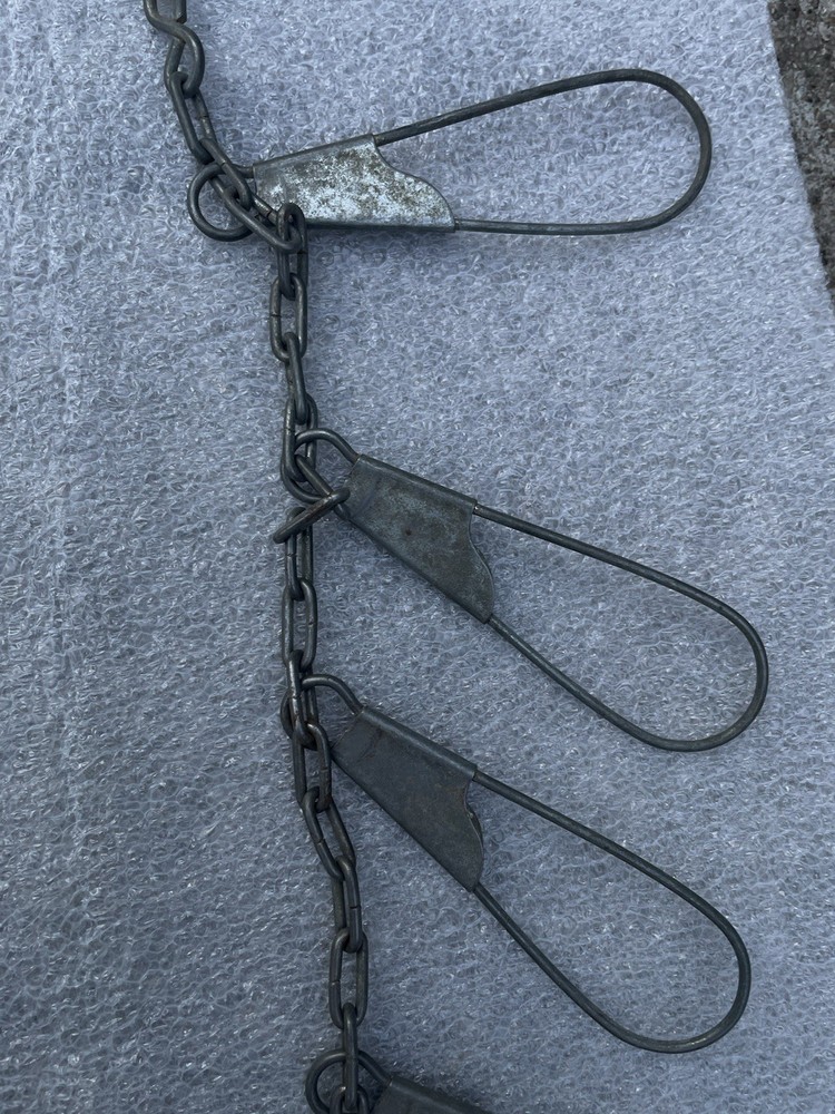 Vtg Metal Chain Link Fish Stringer 9 Snap Loop Clips ??" Long