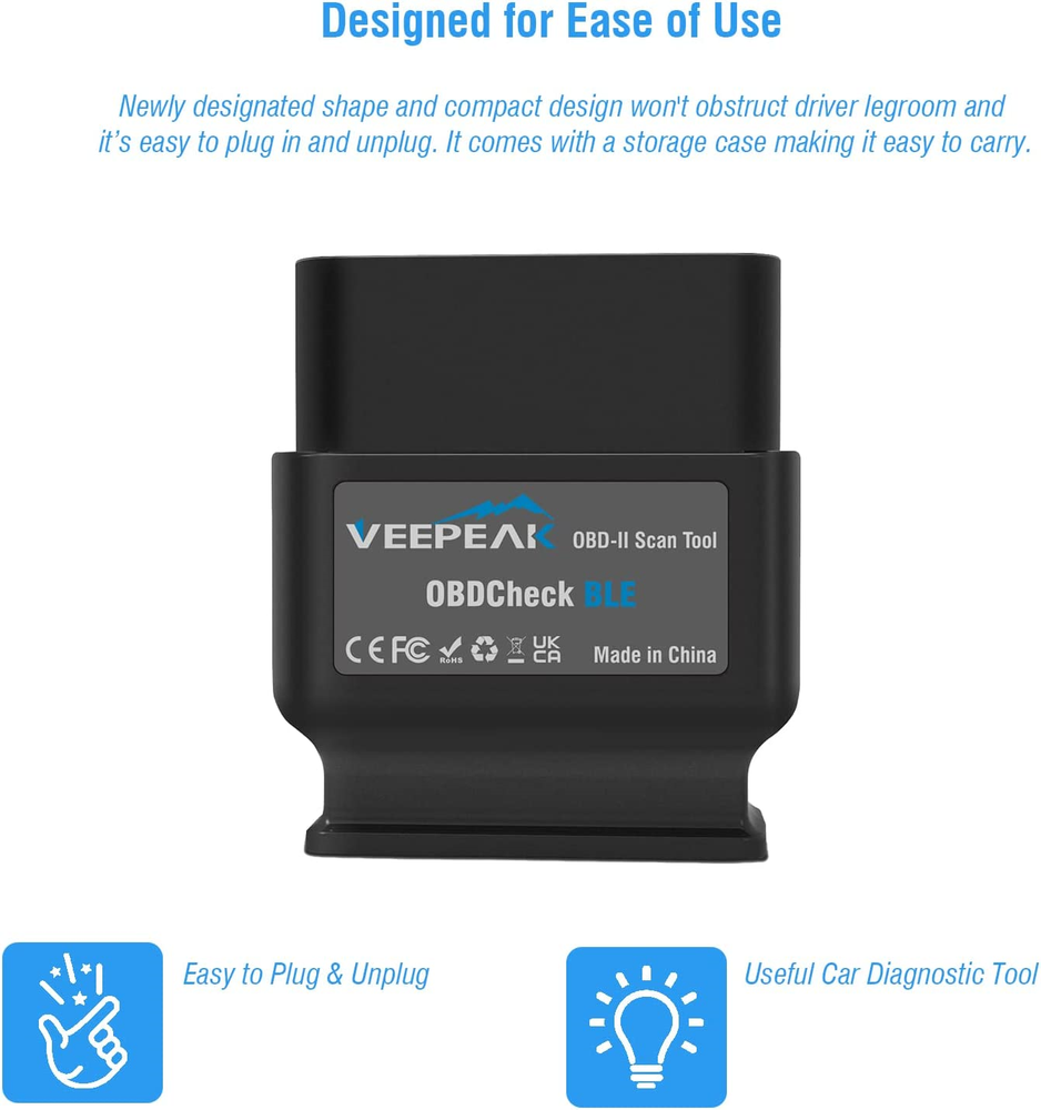 Veepeak OBDCheck BLE Bluetooth OBD II Scanner Auto Diagnostic Scan Tool for iOS
