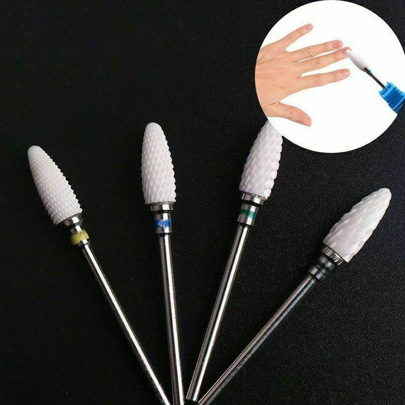 Ceramic Nail Drill Bits Set, Shank Professional Corn Shape 5pcs