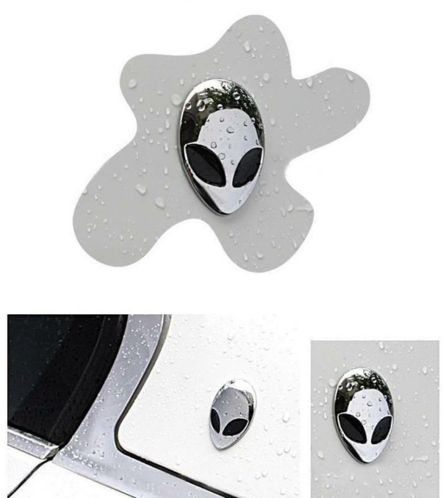 2 Pack Metal 3D Alienware Alien Head Car Auto Logo Sticker Badge Emblem Decal o