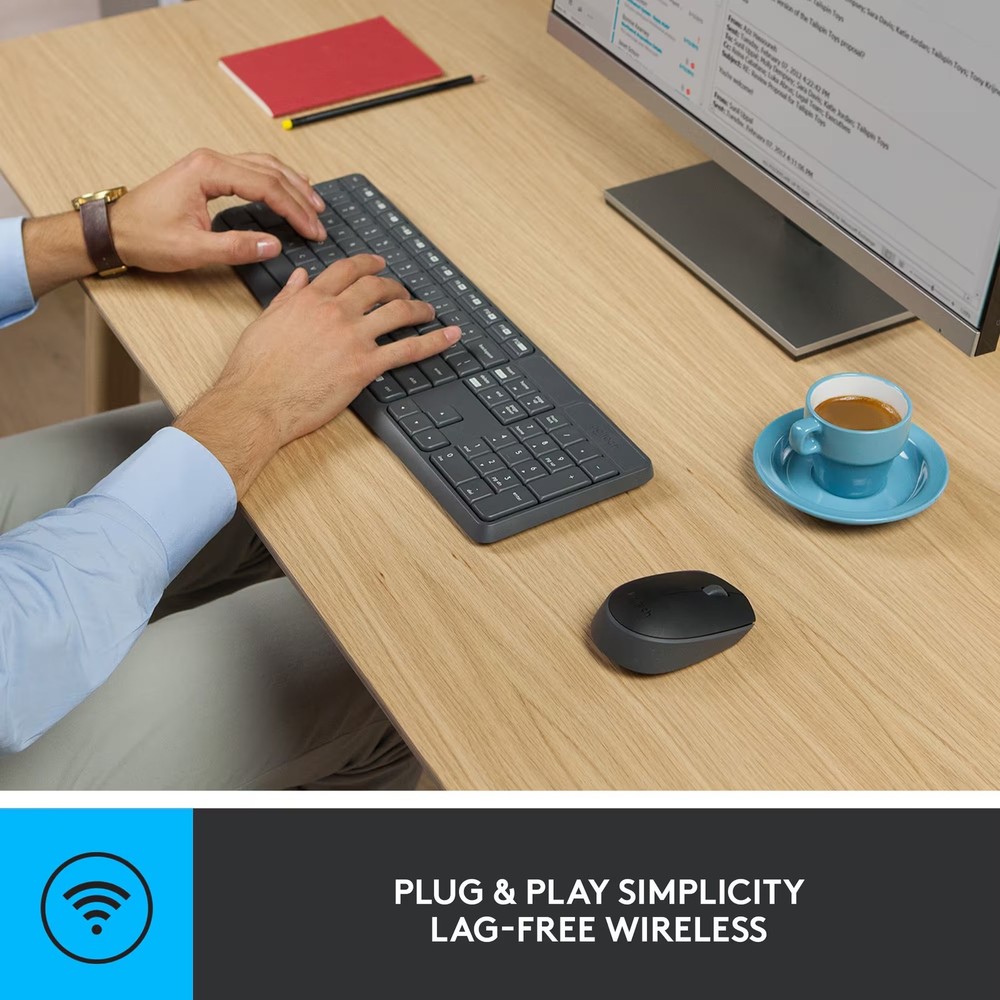 Logitech - MK235 Wireless Membrane Keyboard and Optical Mouse Bundle for PC -...
