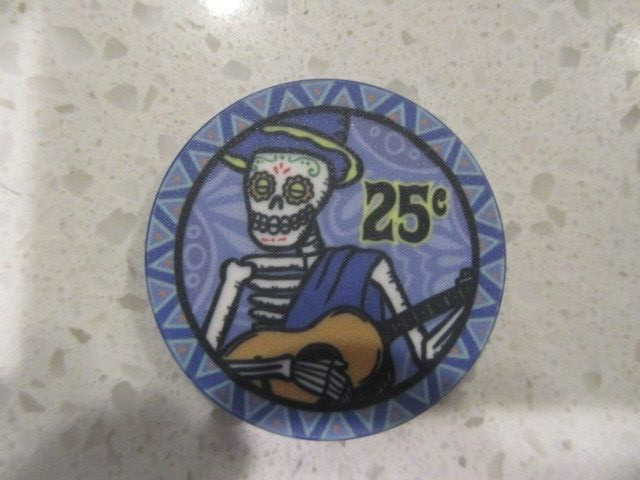 25 cents Dia De Los Muertos Casino Chip + FREE Mystery Las Vegas Poker Chip