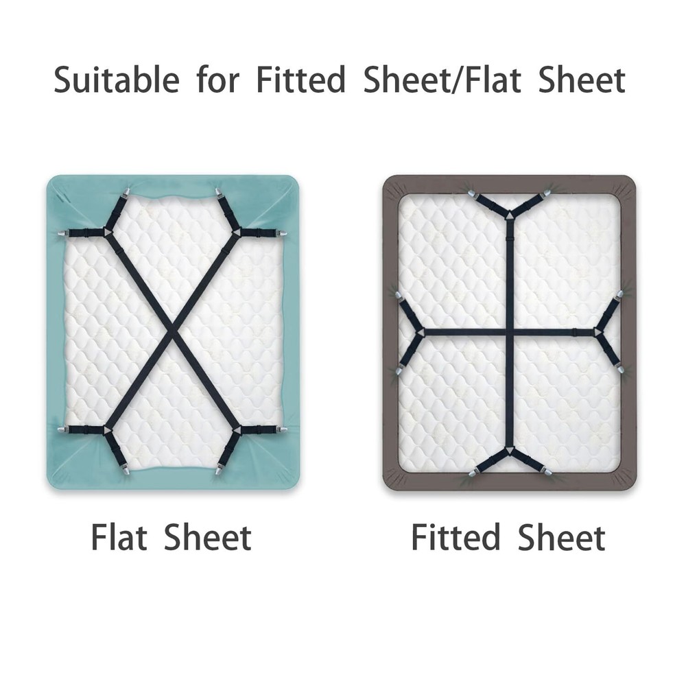 2 Pcs Elastic Adjustable Bed Sheet Holder Fitted Bed Sheet Straps for Corners
