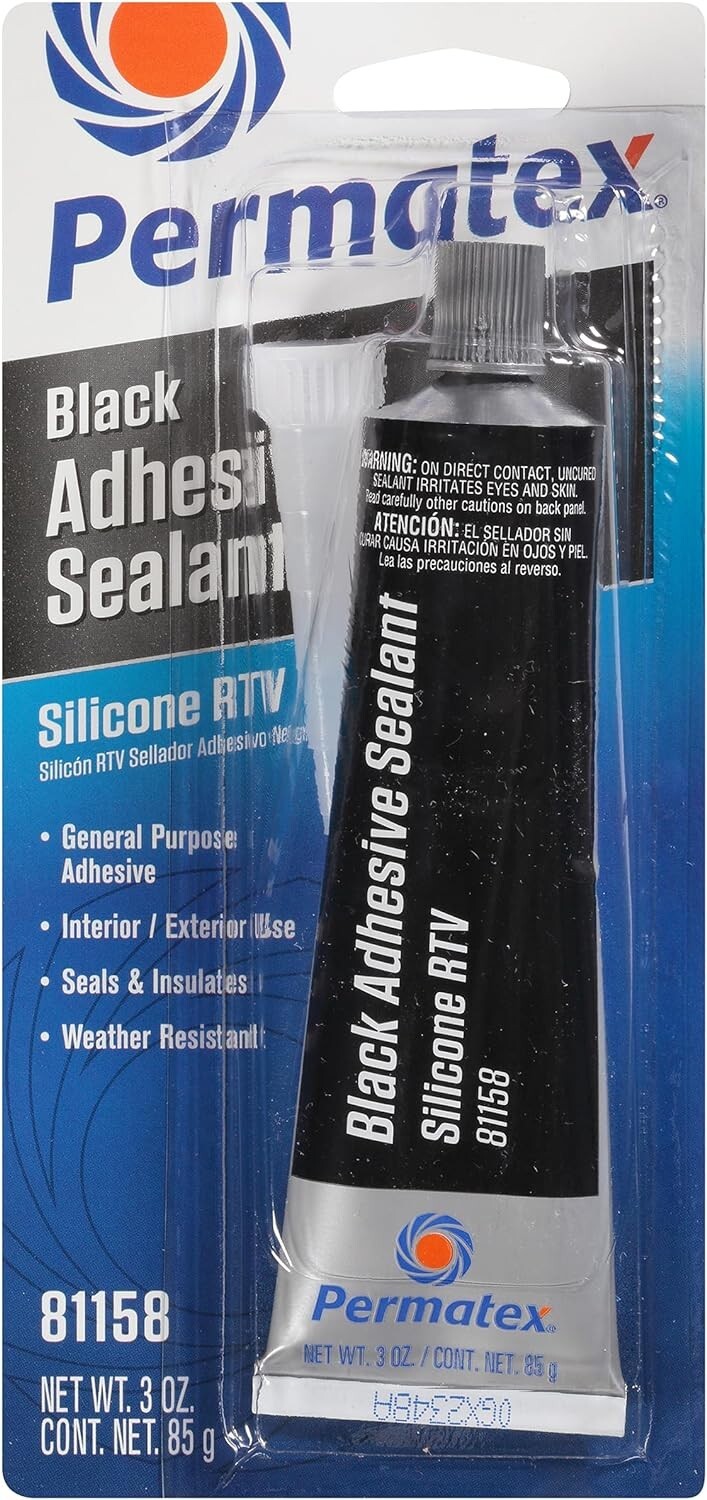 Permatex 81158 Black Silicone Adhesive Sealant, 3 oz. Tube, Pack of 1 Free Ship