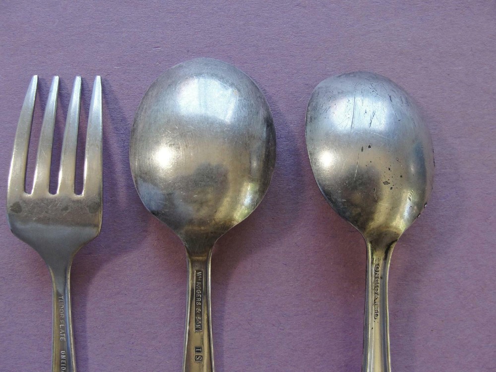 3 pcs. Childrens Toddler Silverplate Spoons & Fork