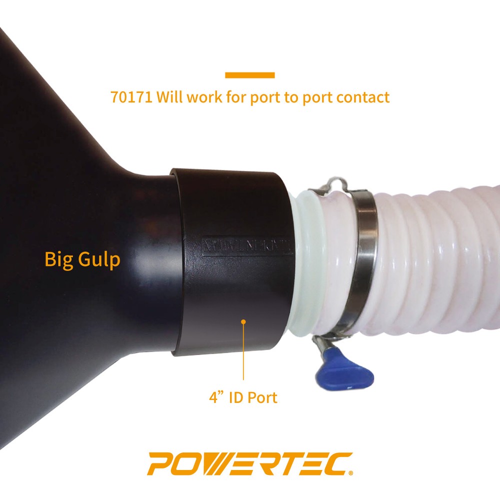 POWERTEC Dust Collection Threaded Quick Coupler Adapter, 4 x 2-1/2" (70171)