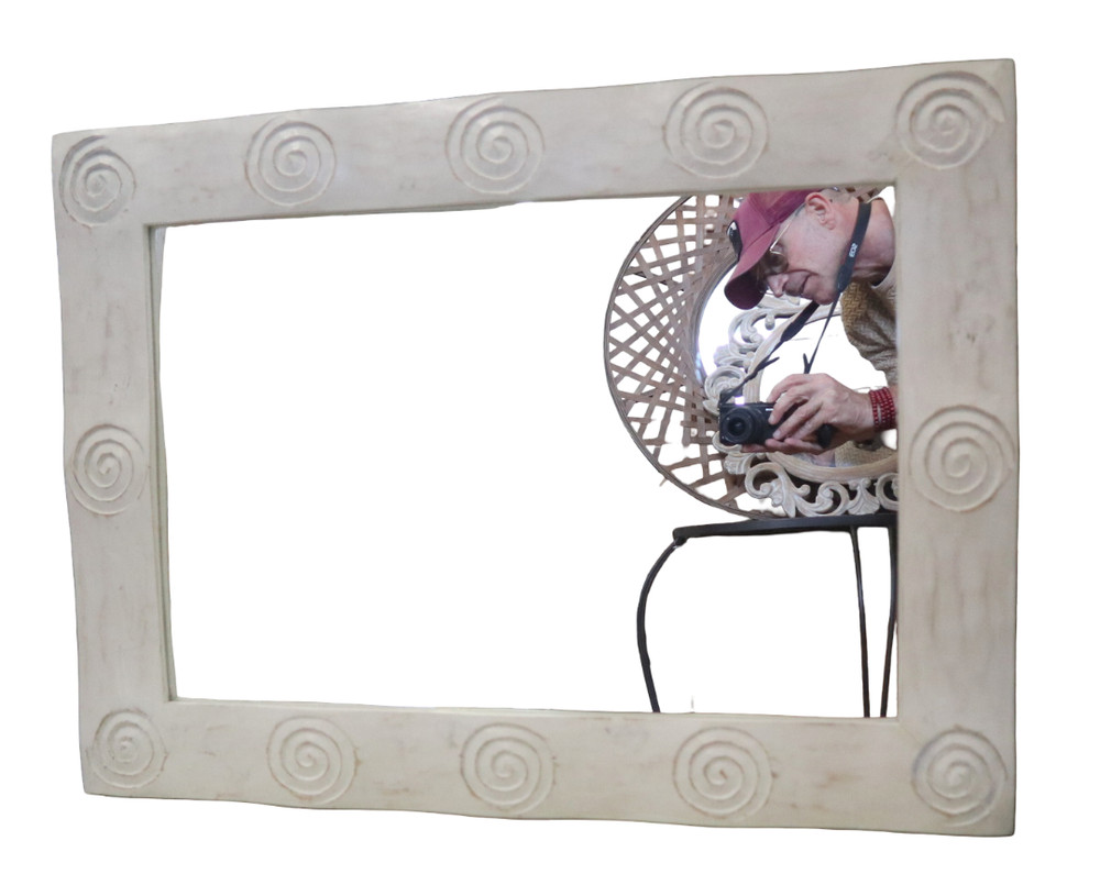Handcrafted Solid Wood Mirror 60x80 Cm – Carved Frame 9 Cm With Sp