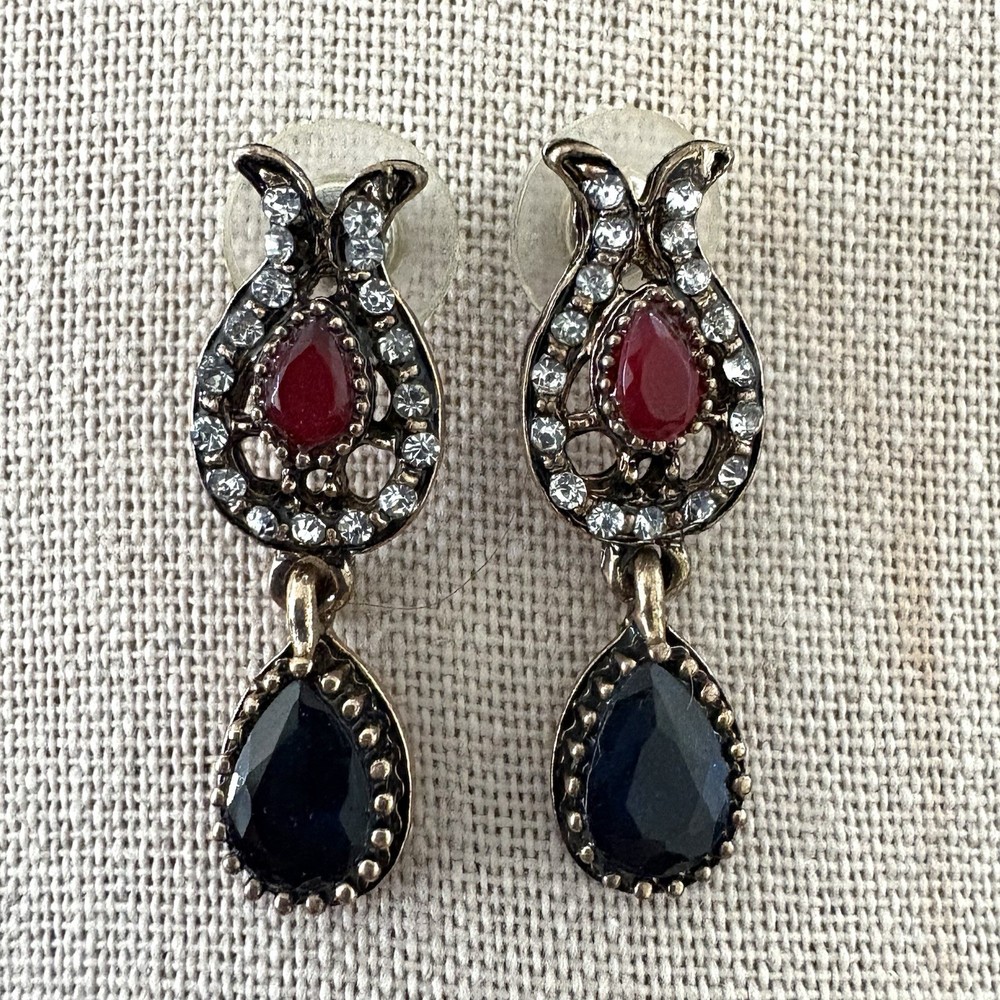 Vintage Renaissance Dangle Earrings .  Statement Pierced Earrings