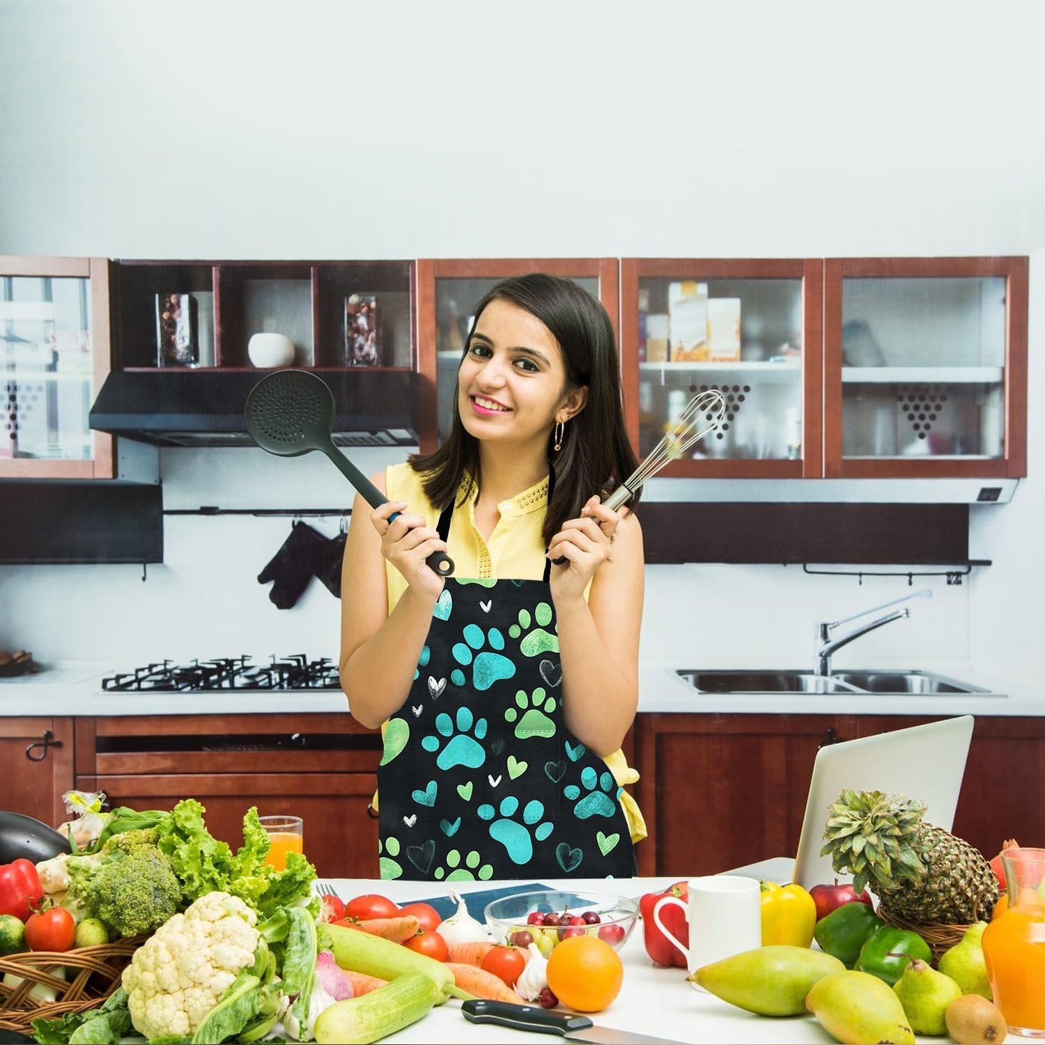 Apron Home Kitchen Cooking Baking Gardening for Women Men with Pockets, apron...